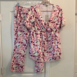 Floral Print Women's Maternity/Nursing Sleepwear Set, Sz L NWT